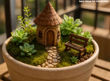 Fairy ideas for the garden in a small container with tiny house