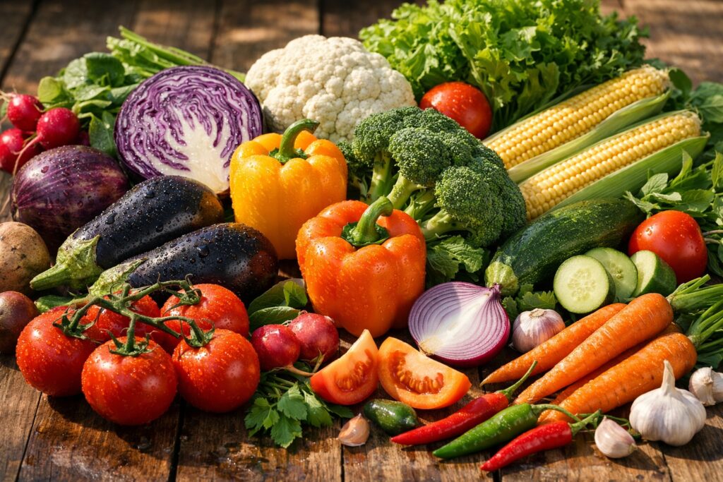 Colorful assortment of fresh vegetables